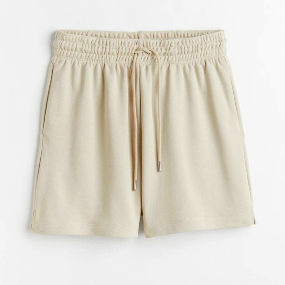 NWT H&M Sweatshorts Drawstring Waist Light Beige Size Small